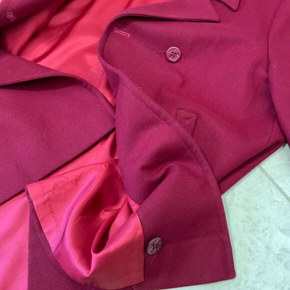 Pendleton Vintage Wool Pea Coat ANCHOR BUTTONS Size 8 Lined Jacket maroon USA - Picture 12 of 12